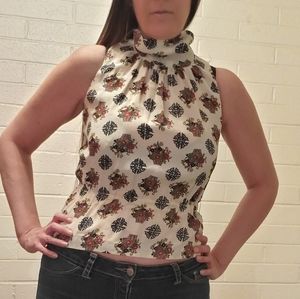 Vintage 60's Ruffle Neck Sleeveless Top